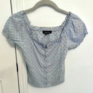ASOS New Look Baby Blue Lace Up Eyelet Crop Top